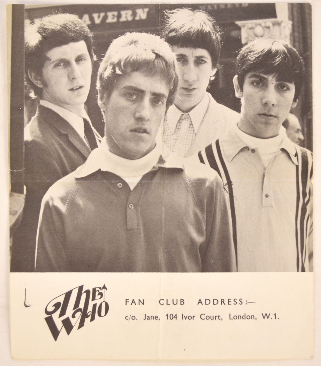 THE WHO. Fan club photograph of the band, signed to verso by Keith Moon Halls Fine Art